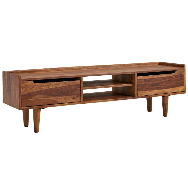 Lowboard Sheesham Massivholz 145x43x35cm TV-Kommode Modern