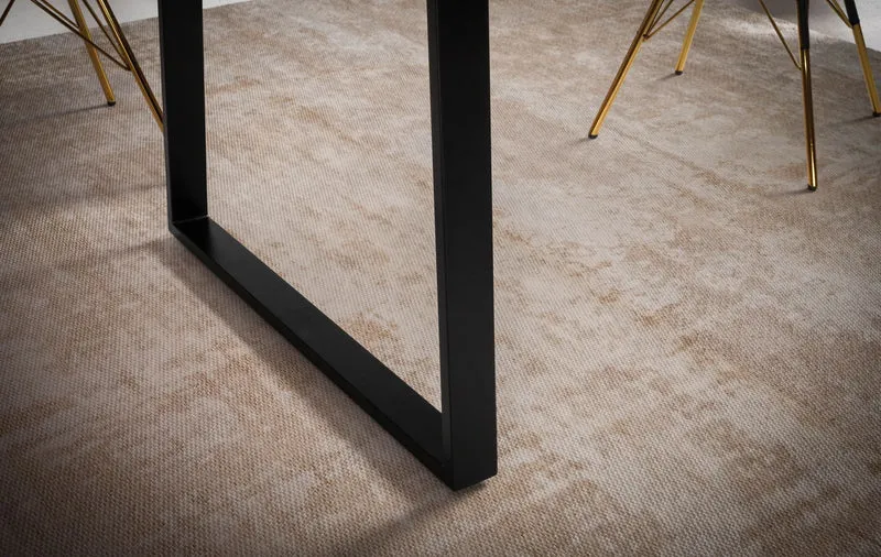 Esstisch Akazie Massivholz Metall Baumkante Trapezbeine Schwarz 120x60x76cm
