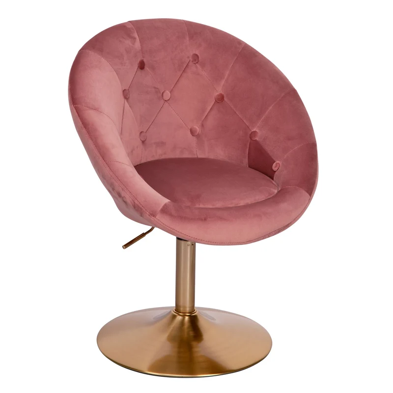 Loungesessel Samt Rosa Gold Drehstuhl mit Rückenlehne Design