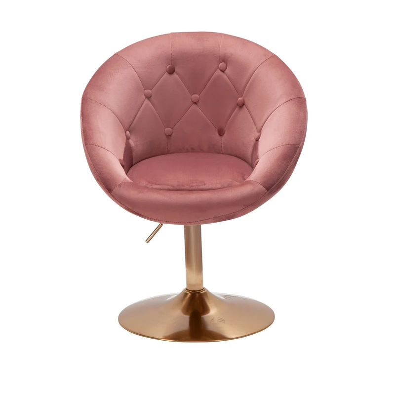 Loungesessel Samt Rosa Gold Drehstuhl mit Rückenlehne Design