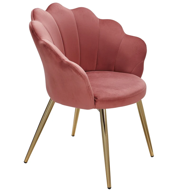 Esszimmerstuhl Tulpe Samt Rosa Goldbeine Skandinavisches Design