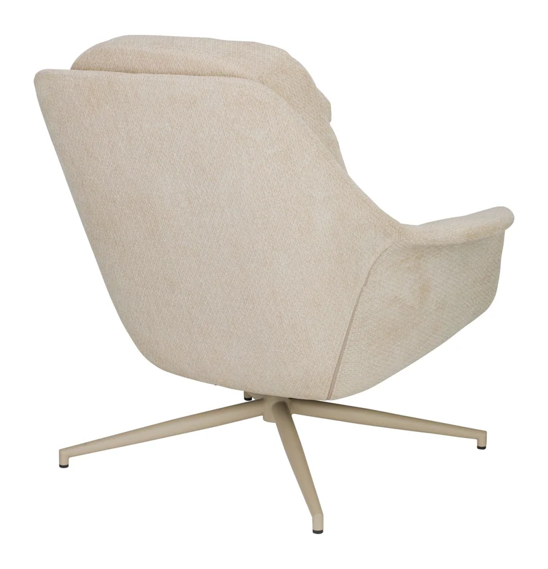 Loungesessel Philly Zuiver, drehbar in Beige mit weichem Stoffbezug