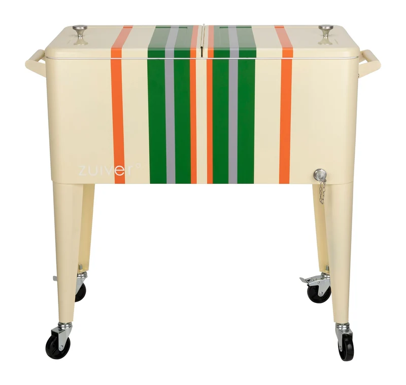 Kühlbox Cooler Be Cool Stripes Lemon mit Rollen und Griffen