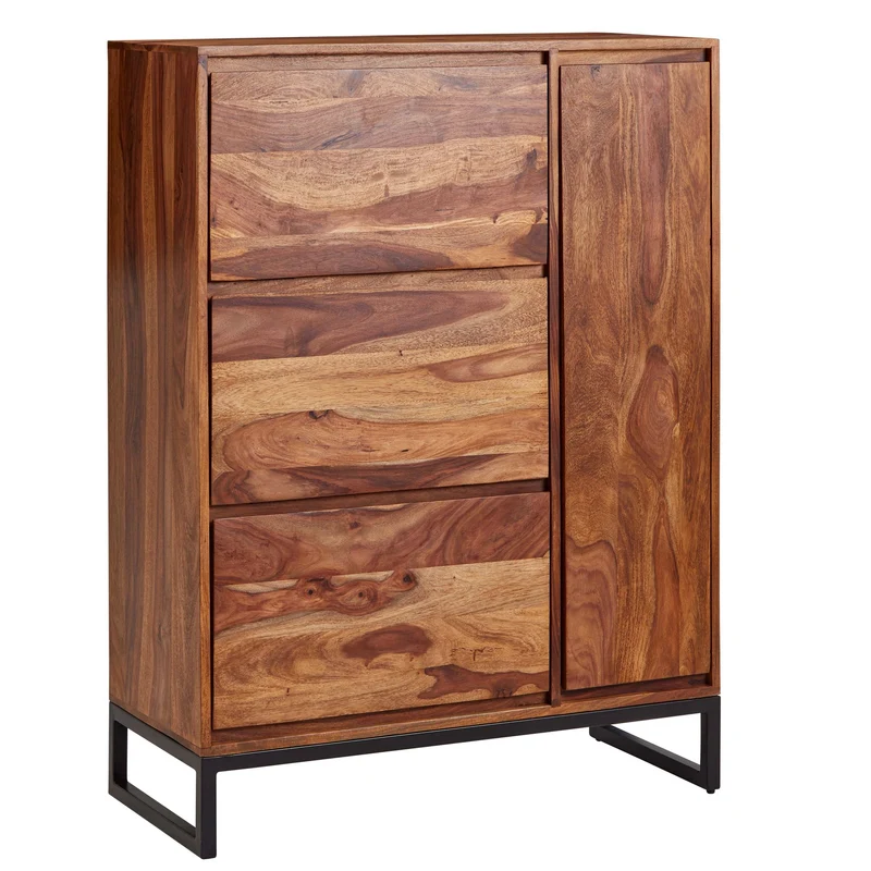Schuhschrank Sheesham Massivholz 88x120x40cm Flurkommode geschlossen