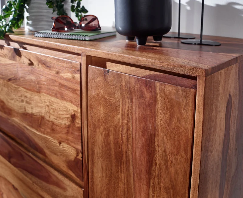 Schuhschrank Sheesham Massivholz 88x120x40cm Flurkommode geschlossen