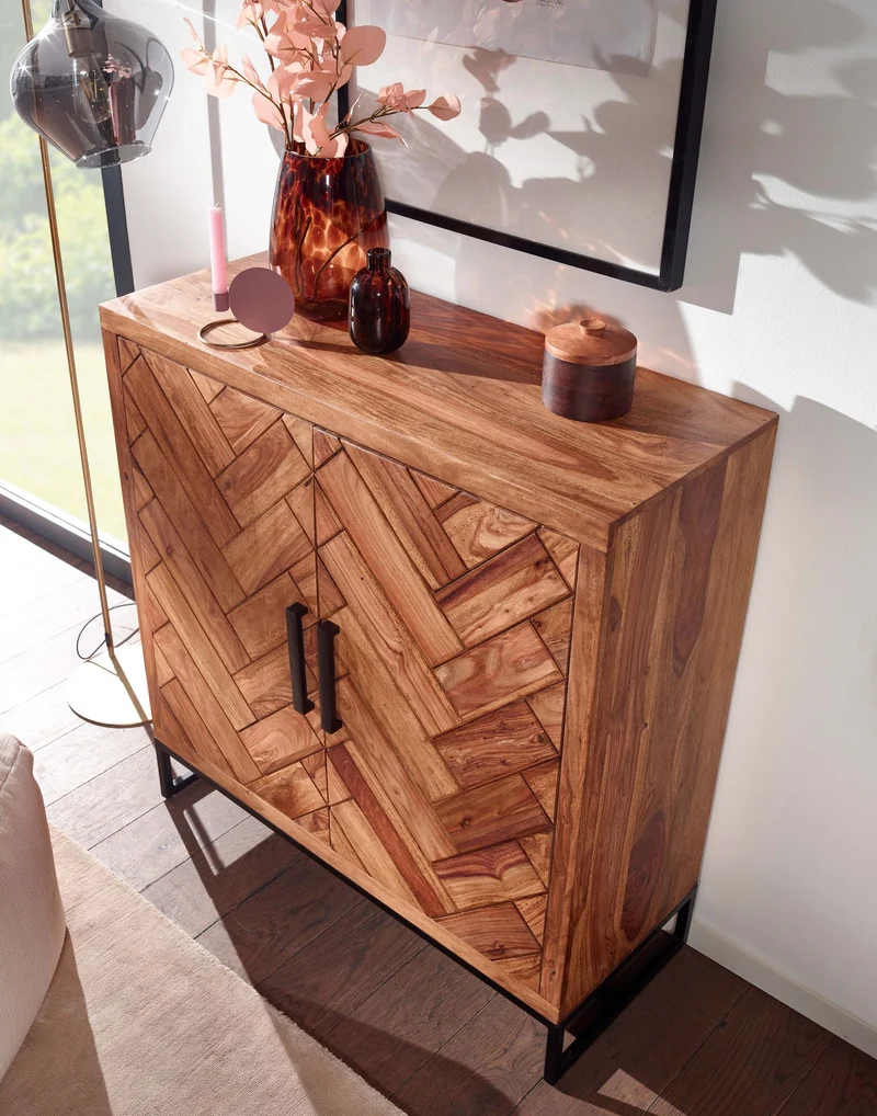 Schuhschrank Sheesham Massivholz 100x105x40cm Flurkommode Ablage