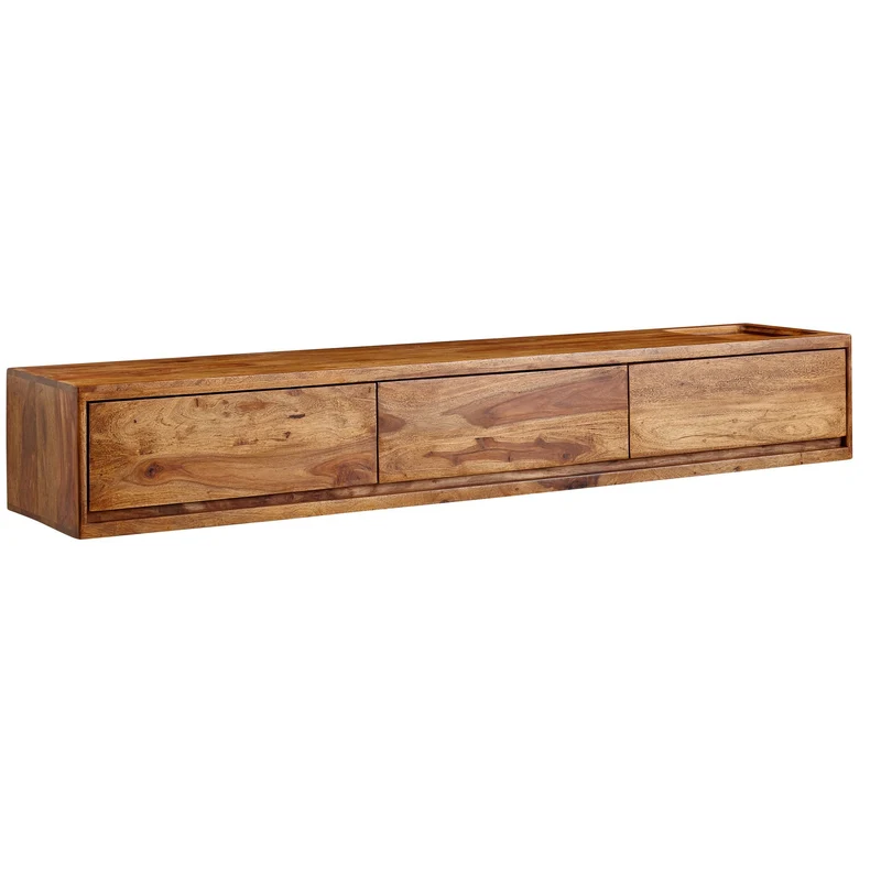Lowboard Sheesham Massivholz 160x25x35cm Hängend TV-Schrank Braun