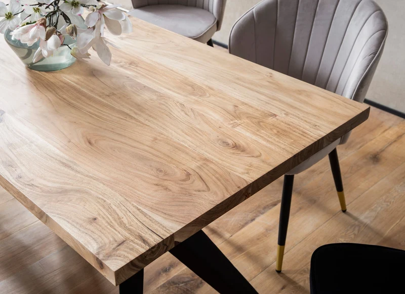 Esszimmertisch 160x80x76cm Akazie Massivholz Metall Loft-Style Industrial