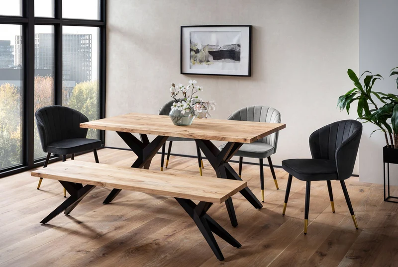 Esstisch 120x60x76cm Akazie Massivholz Metallbeine Industrial Loft