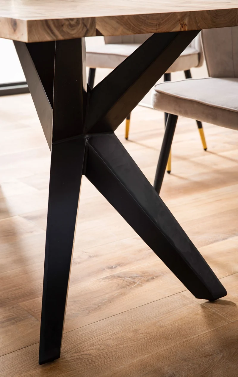 Esstisch 120x60x76cm Akazie Massivholz Metallbeine Industrial Loft