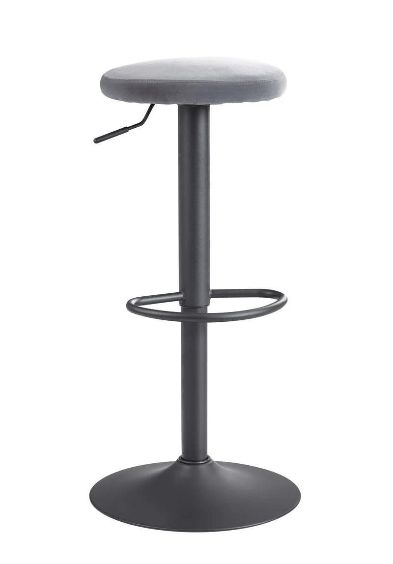 Barhocker Samt Dunkelgrau 58-79cm Drehbar Metall 100kg Design