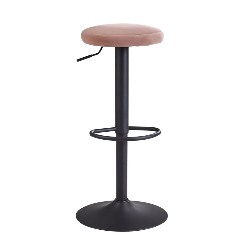 Barhocker Samt Rosa drehbar 58-79cm Metallgestell 100kg Belastung