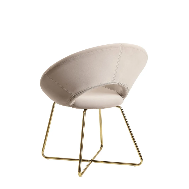 Esszimmerstuhl Samt Beige Polsterstuhl goldene Beine Design Metall