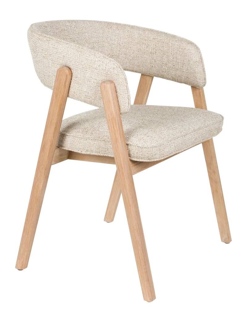 Sessel Bright Beige mit Eichenholzgestell für Esszimmer von Zuiver