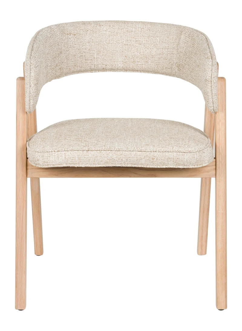 Sessel Bright Beige mit Eichenholzgestell für Esszimmer von Zuiver