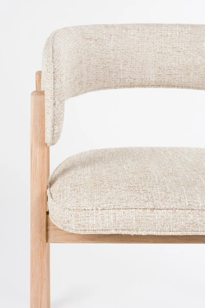 Sessel Bright Beige mit Eichenholzgestell für Esszimmer von Zuiver