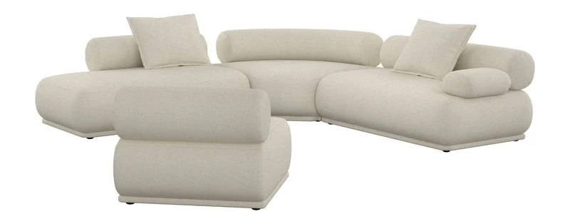 Ecksofa Rembrandt 7,5-Sitzer in Beige mit Rippstoff-Bezug von Zuiver