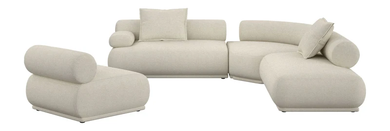 Ecksofa Rembrandt 7,5-Sitzer Links in Beige mit Rippstoff von Zuiver