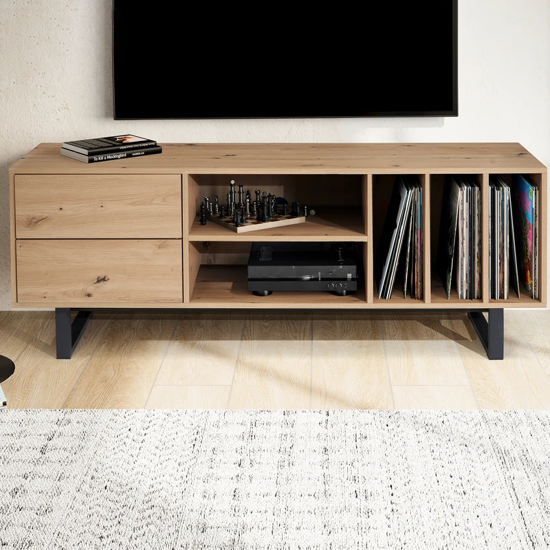 Lowboard Eiche-Dekor 150x55x40cm TV-Kommode Modern mit Schubladen