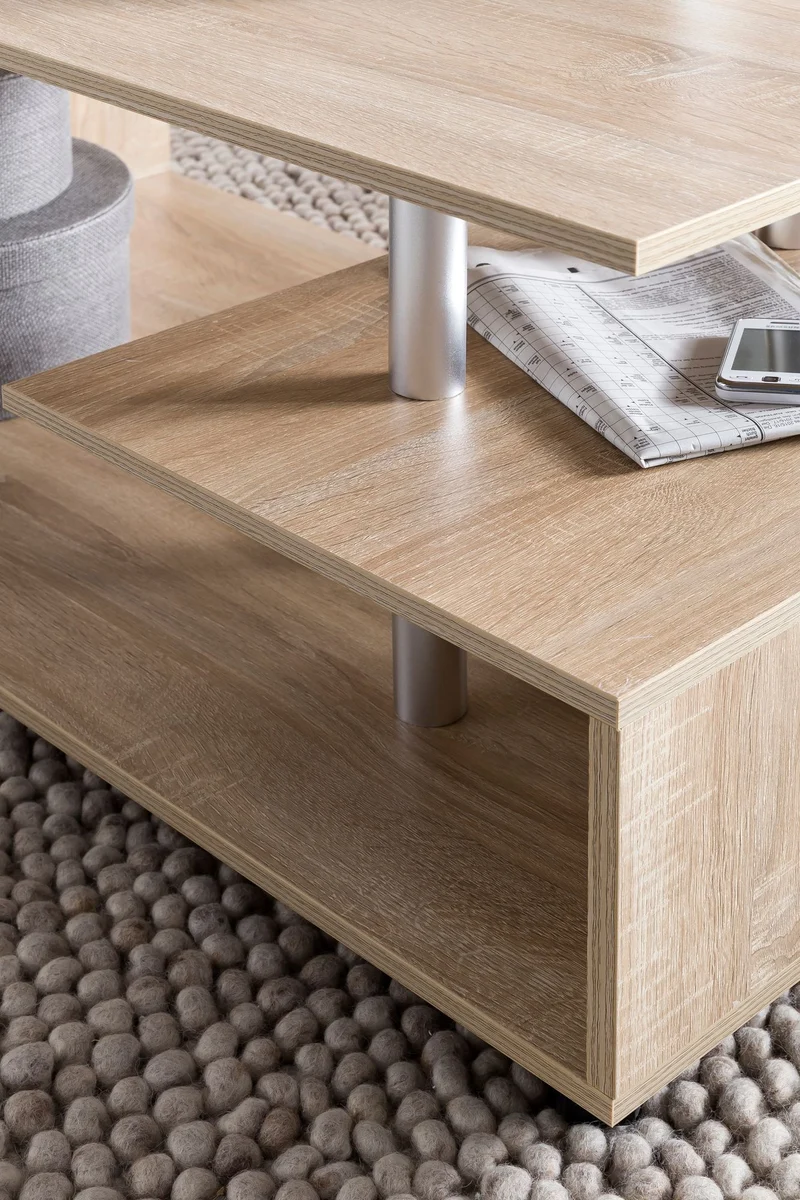 Couchtisch WL5.735 Sonoma drehbar mit Rollen Stauraum 105x48,5x60cm