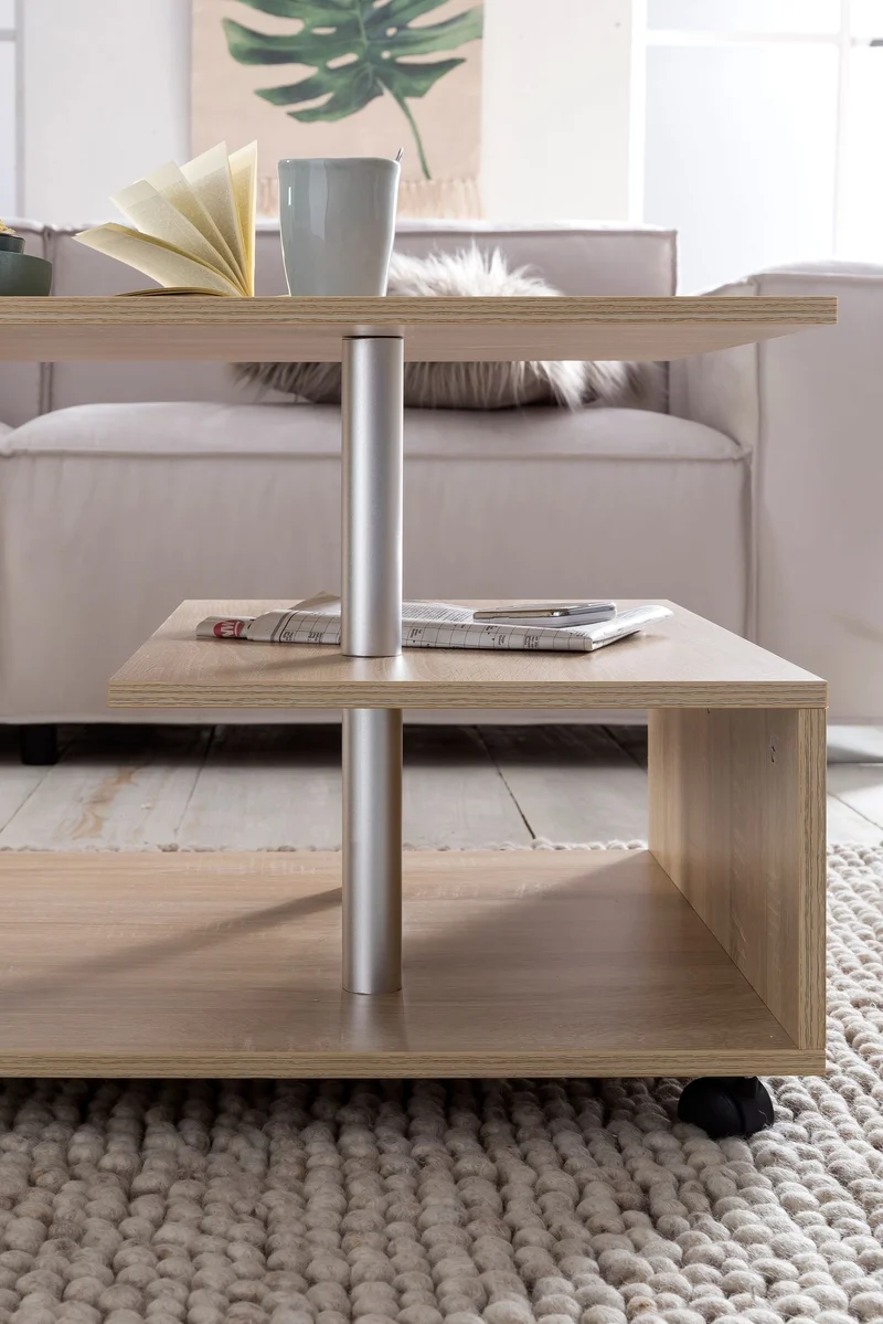 Couchtisch WL5.735 Sonoma drehbar mit Rollen Stauraum 105x48,5x60cm