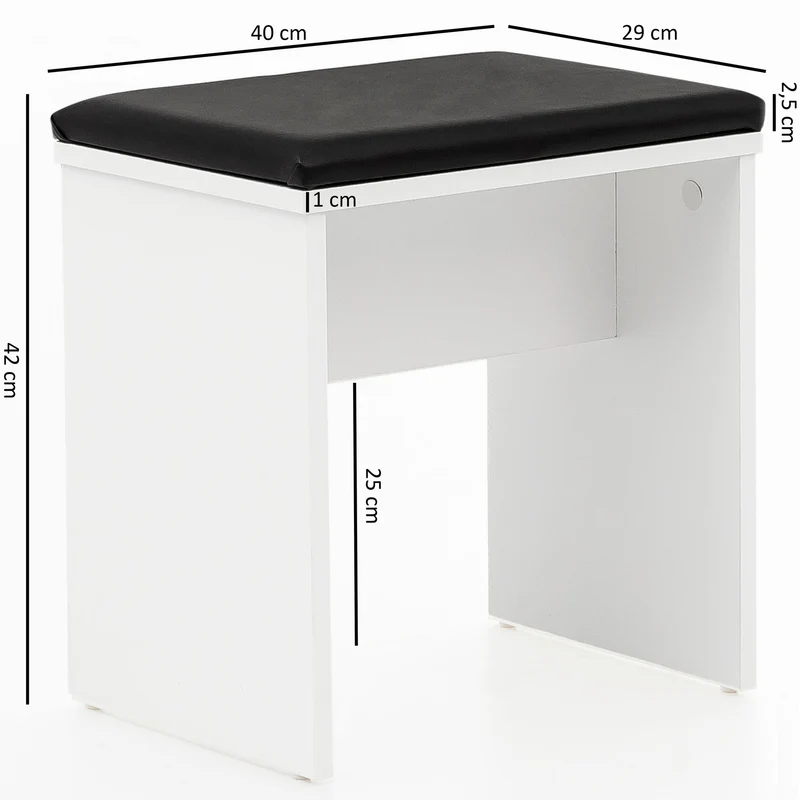 Schminktisch WL5.730 60x81x40cm Holz Weiß mit Hocker & Spiegel Modern