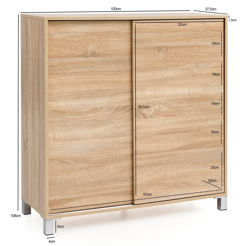 Schuhschrank WL5.713 Sonoma Holz 100x108x37,5cm 20 Paar Modern Flur