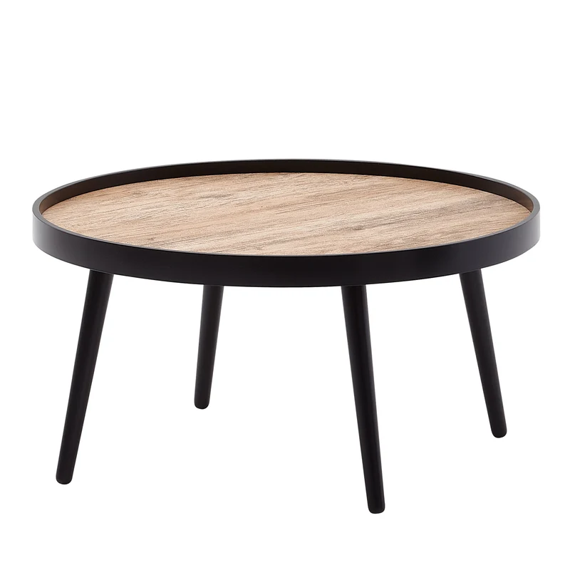 Couchtisch Rund 76x76x40cm Schwarz Braun Modern Wohnzimmer Tisch