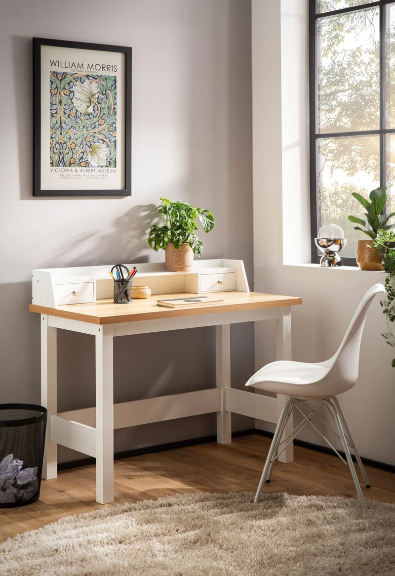 Schreibtisch 106x53x90cm Weiß mit Schublade Homeoffice Computertisch