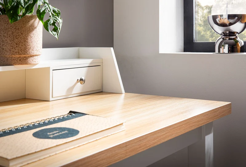 Schreibtisch 106x53x90cm Weiß mit Schublade Homeoffice Computertisch