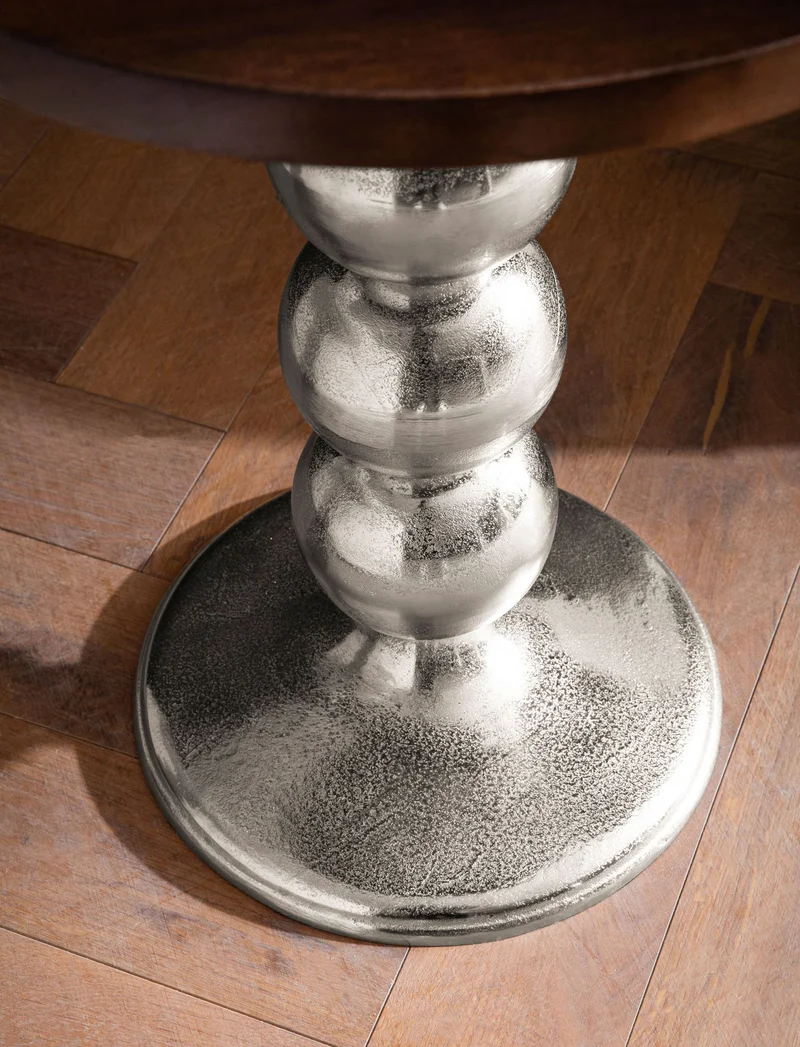 Beistelltisch Mango Massivholz Metall Rund 50x50x61,5cm Modern