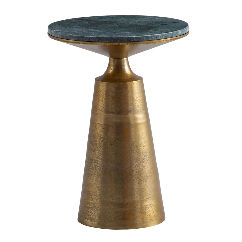 Beistelltisch Marmor Metall 40x40x56,5cm Grün Gold Rund Modern