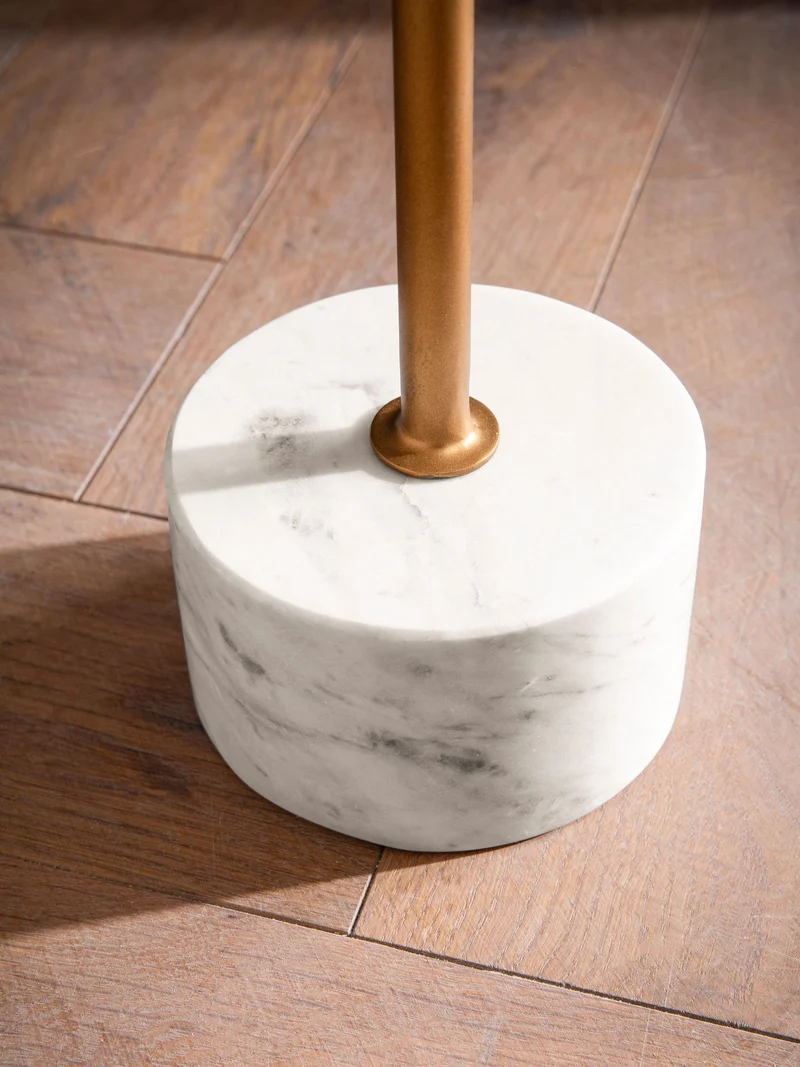 Beistelltisch Marmor Metall 30x30x55,5cm Weiß Gold Rund Modern