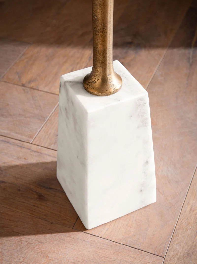Beistelltisch Marmor Metall 34x34x58cm Gold Weiß Rund Modern