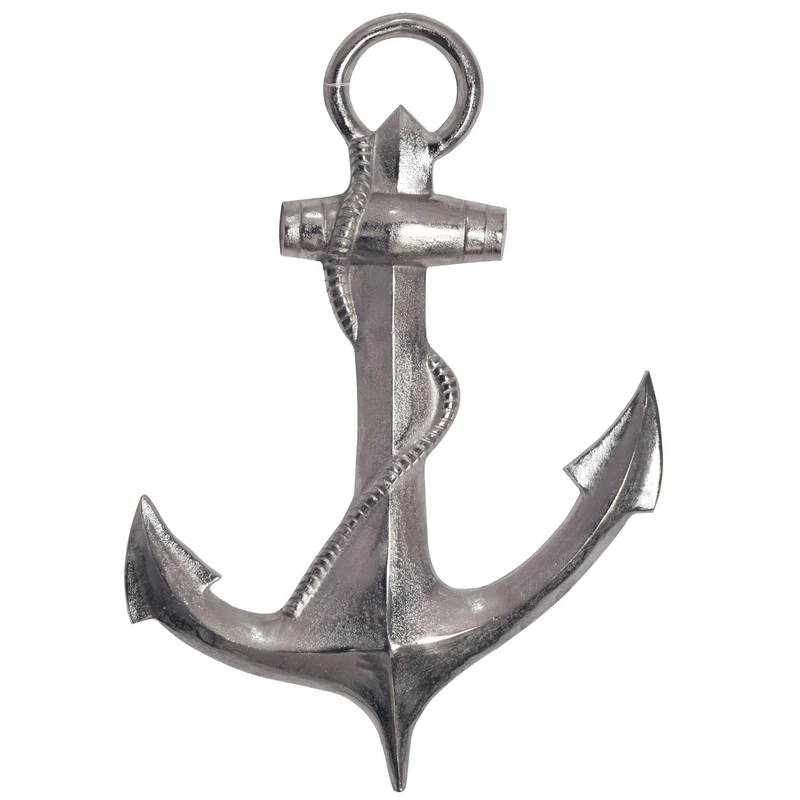 Deko Anker 70cm Silber Aluminium Maritim Wanddeko Modern