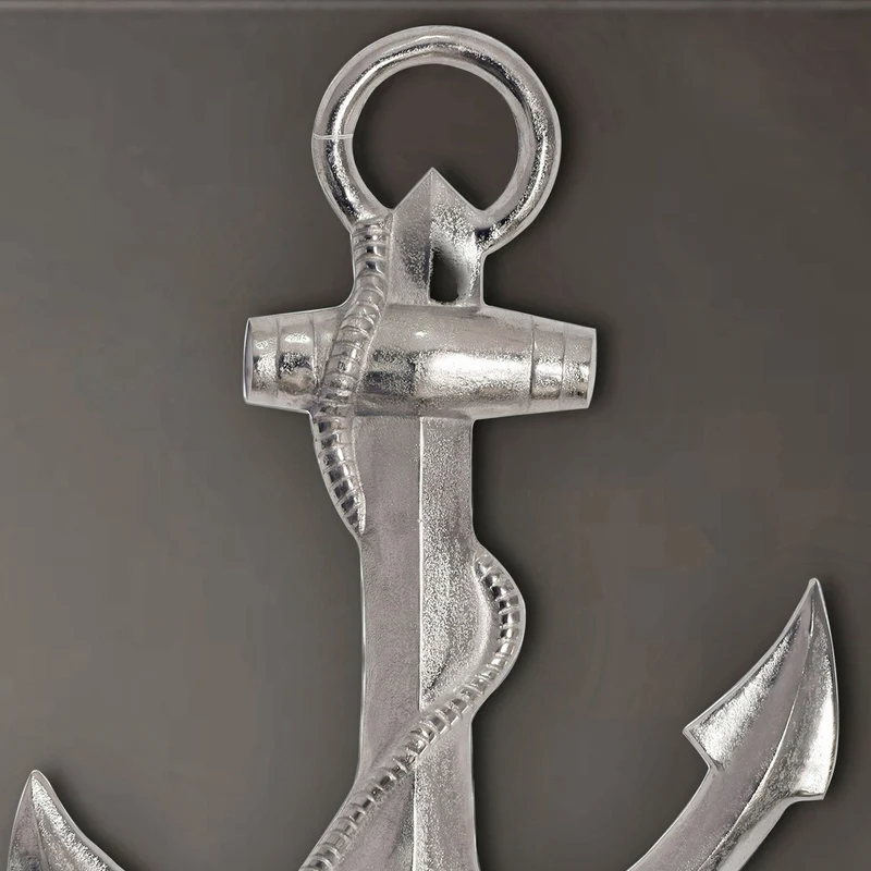 Deko Anker 70cm Silber Aluminium Maritim Wanddeko Modern
