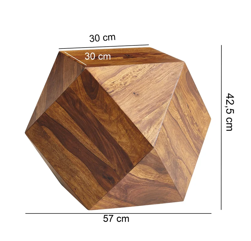 Couchtisch Sheesham Massivholz 57x42,5x57cm Modern Diamantform