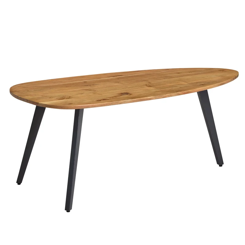 Couchtisch Akazie Massivholz Nierenform 110x45x60cm Modern Metall
