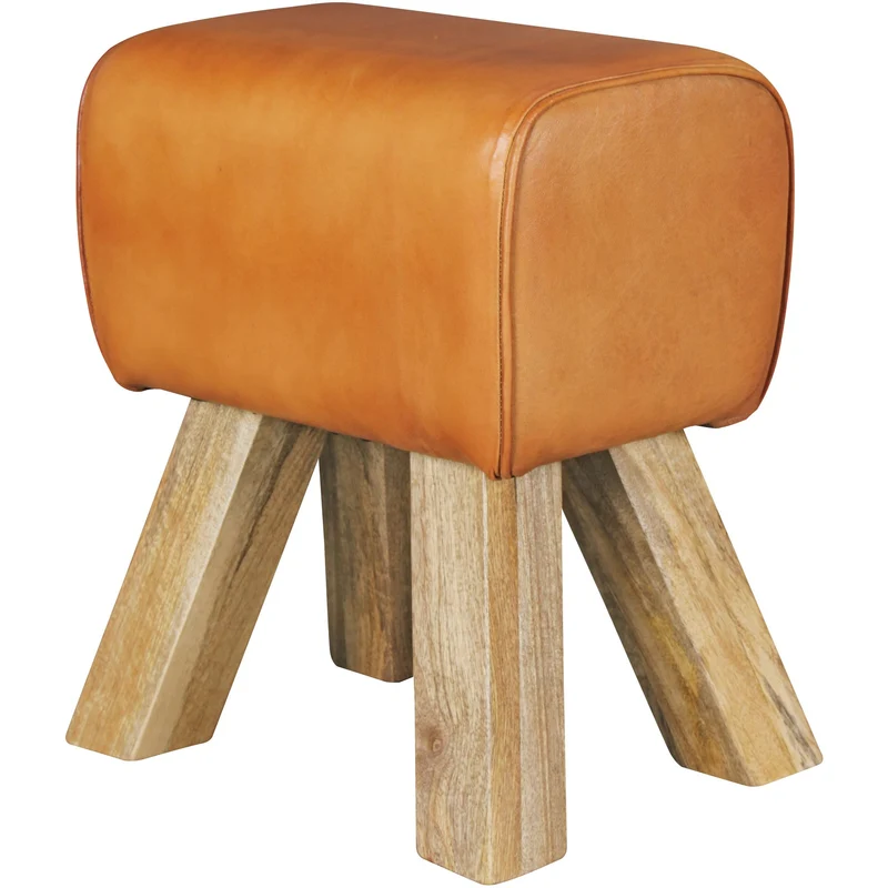 Sitzhocker Turnbock Echtleder Braun 40x30x47cm Beistellhocker