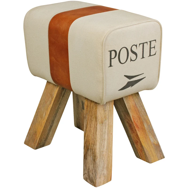 Sitzhocker CANVAS Braun Echtleder 40x30x47cm Turnbock Design