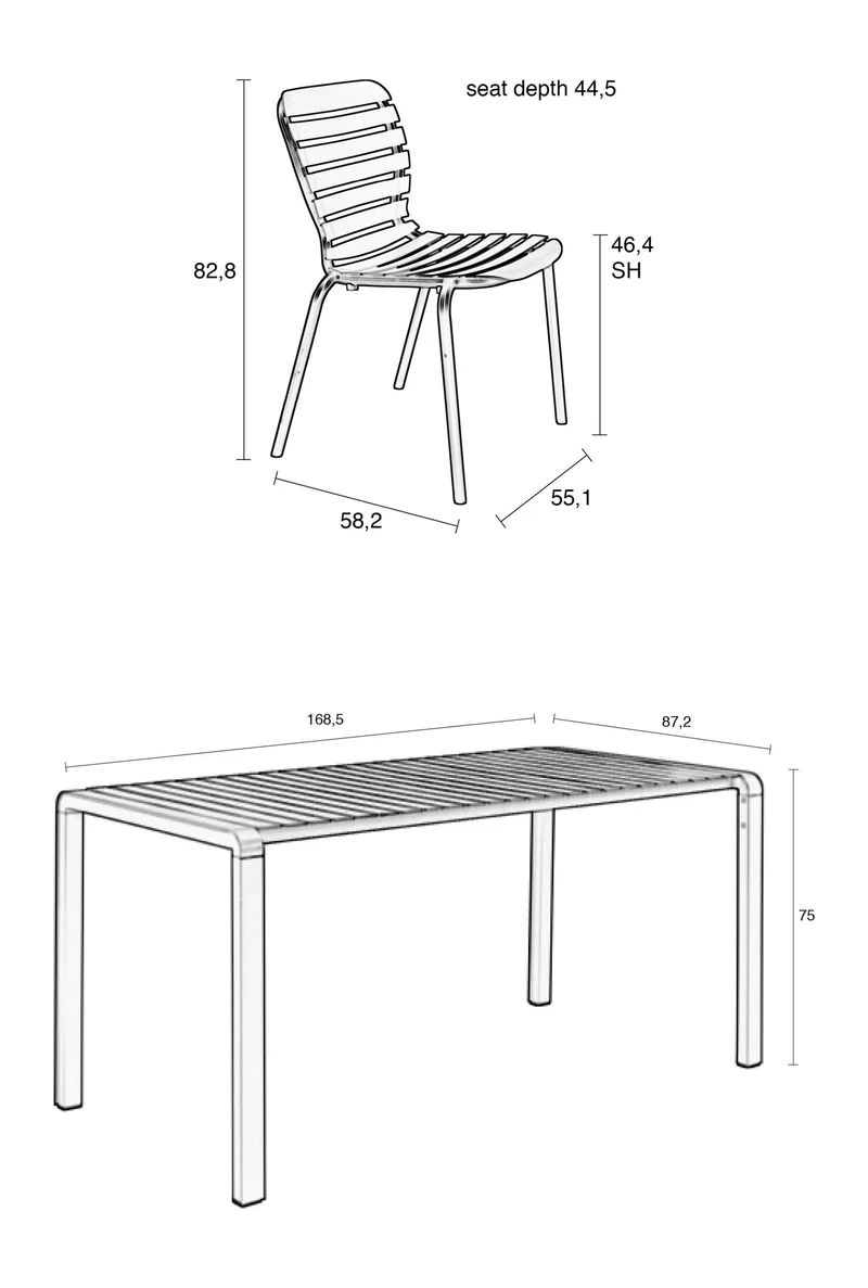Gartenmöbel-Set Vondel: Tisch mit 4 Stühlen aus Aluminium in Weiß