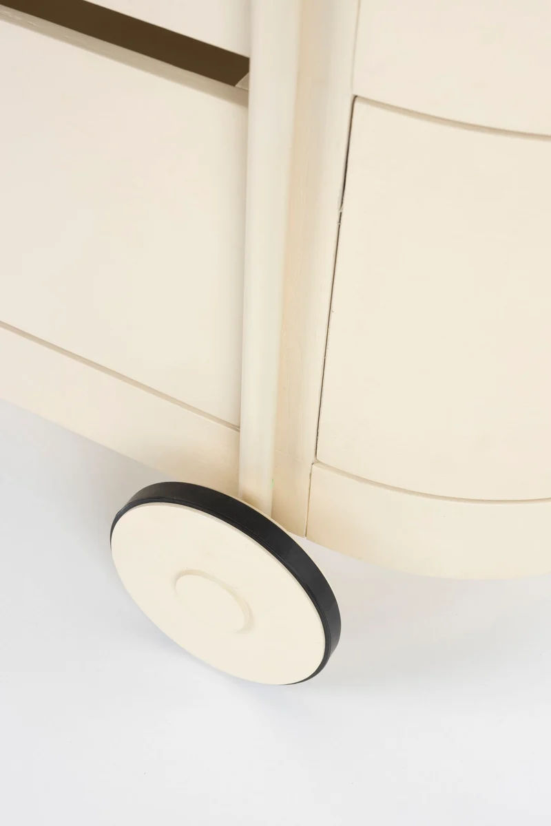 Servierwagen Wim mit Massivholz-Tischplatte und Stahlgestell, Beige