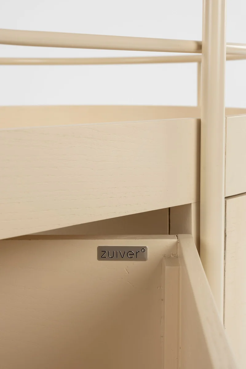 Servierwagen Wim mit Massivholz-Tischplatte und Stahlgestell, Beige
