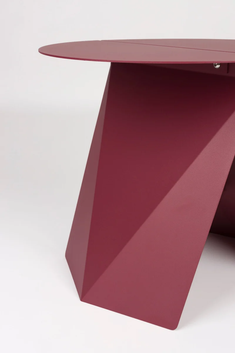 Beistelltisch Foldy Zuiver in Marsala-Rot mit Origami-Design aus Stahl