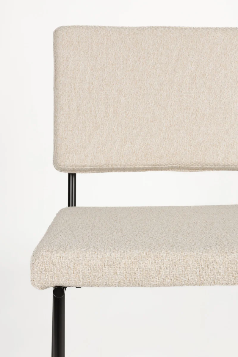 Esszimmerstuhl Fellow 2er-Set Off-White mit Metallgestell, Zuiver