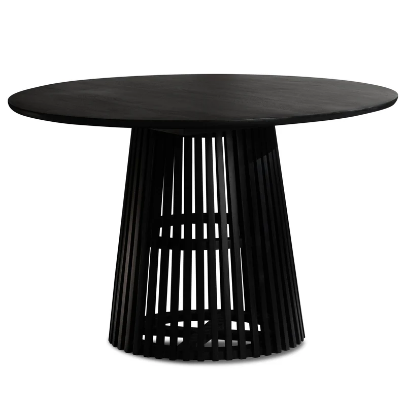 Esstisch Mango Massivholz 120x120cm Rund Schwarz Gittergestell Modern