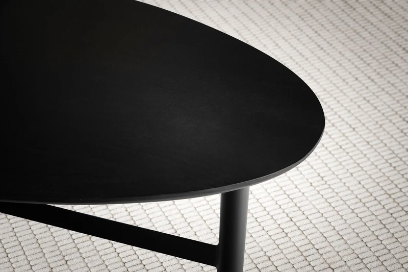 Couchtisch Mango Massivholz Metall Schwarz Nierenform Modern 86x50x37cm