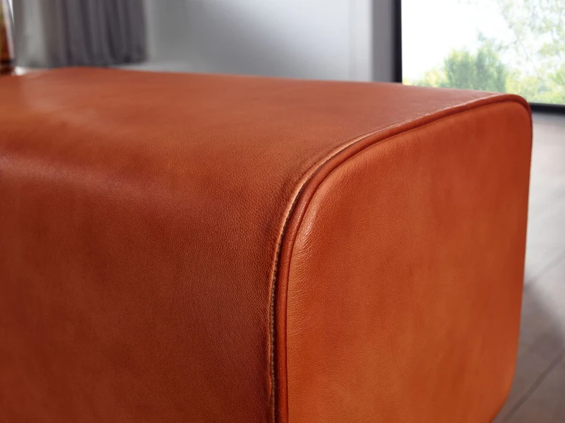 Turnbock Sitzbank Echtleder Braun mit Schubladen 120x56x30 cm