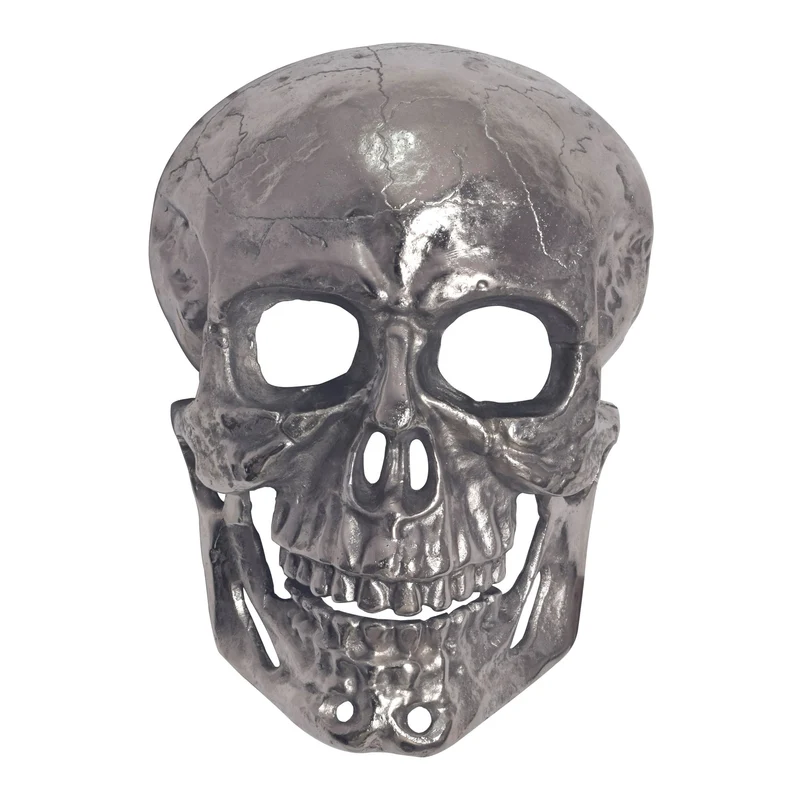 Wanddeko Totenkopf Aluminium Silber 41cm Schädel Modern Deko