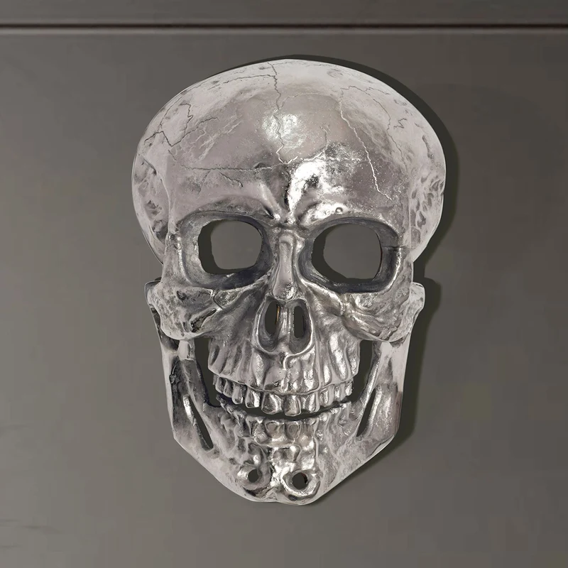 Wanddeko Totenkopf Aluminium Silber 41cm Schädel Modern Deko